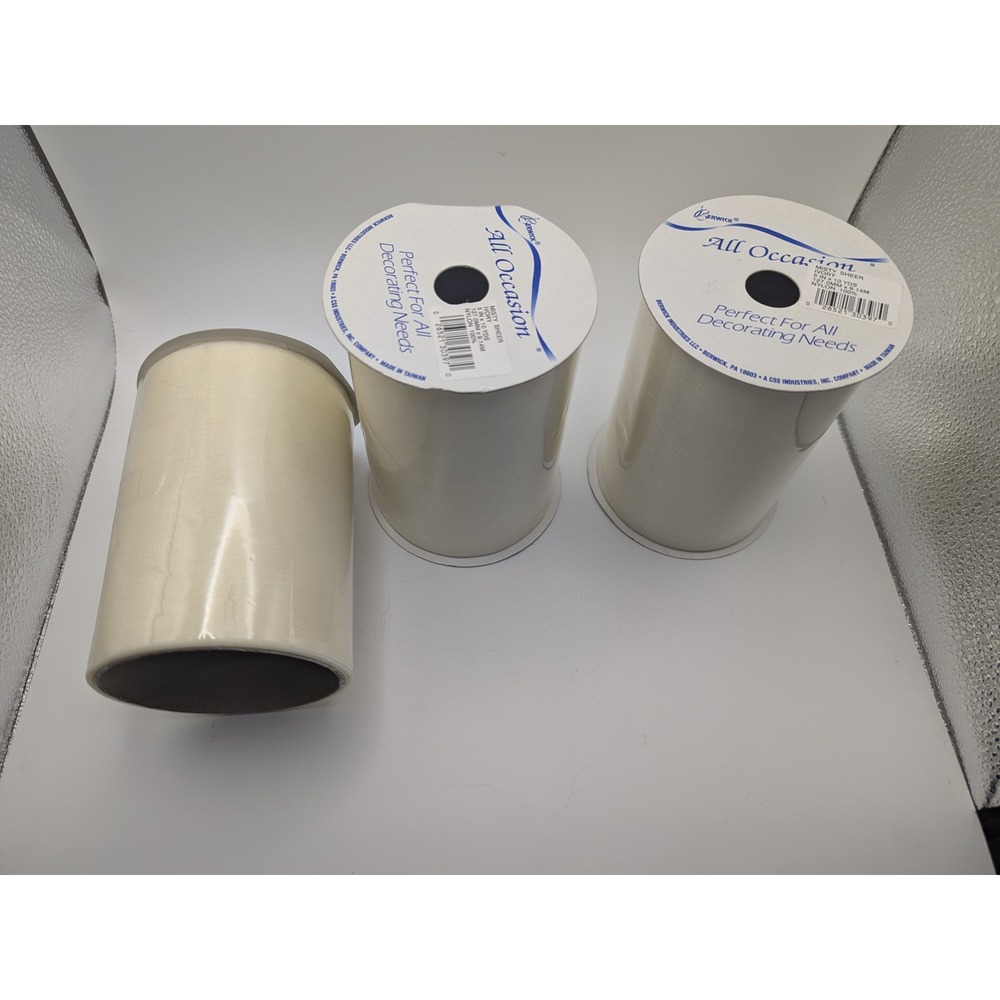 3 Vintage Berwick‎ All Occasion Misty Sheer Ivory Ribbon 5 In x 10 Yds Crafting